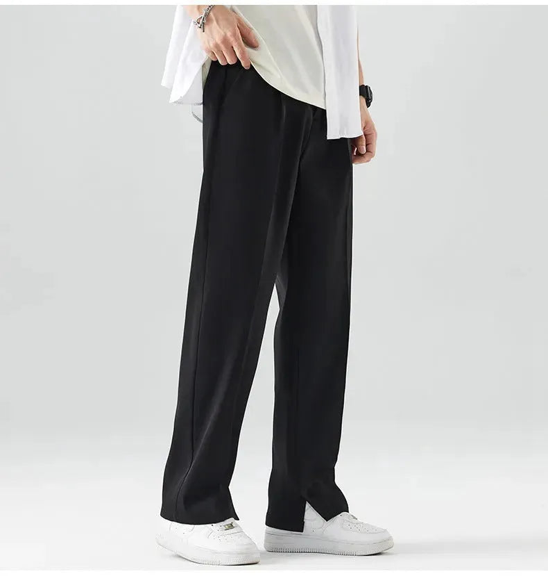 Pantaloni da Uomo in Ghiaccio Seta Freschi Drappeggio Elegante