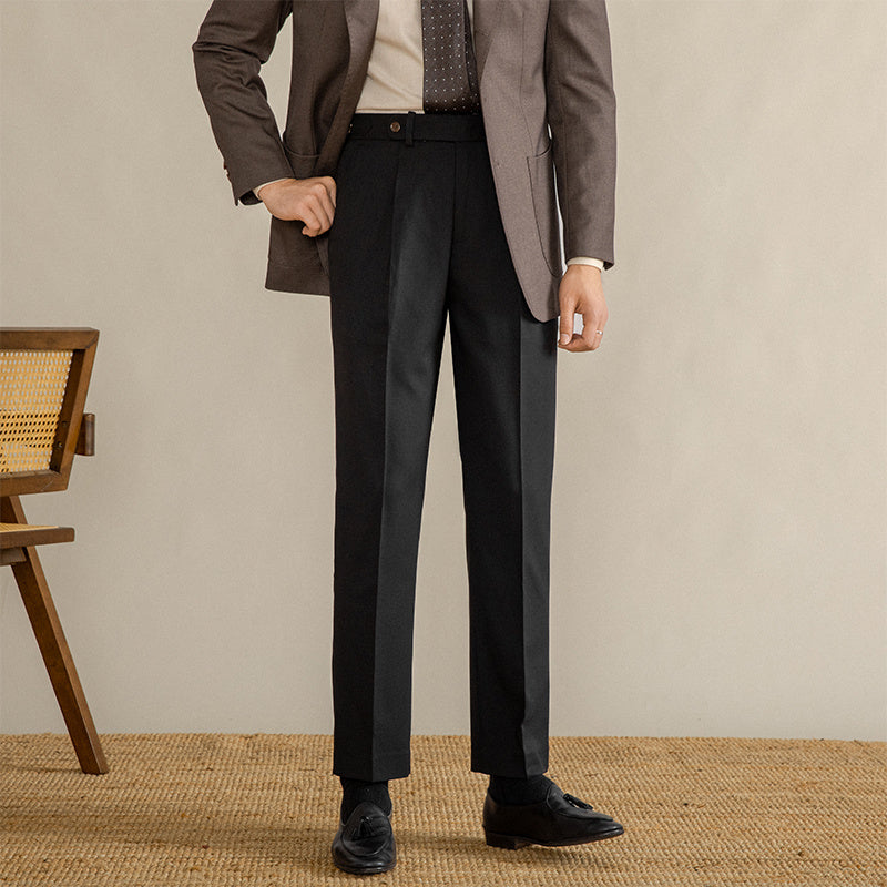 Pantaloni a Gamba Dritta a Vita Alta Vintage Old Money