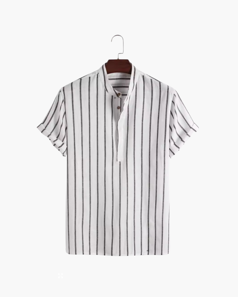 Camicia maniche corte a righe blu