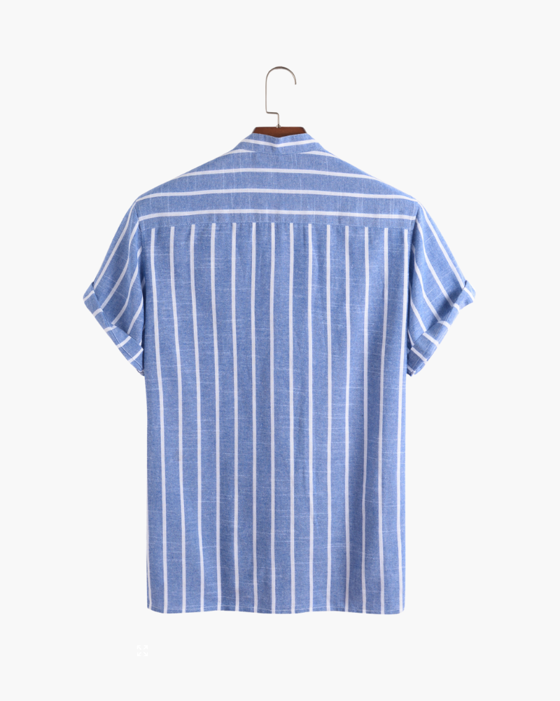 Camicia maniche corte a righe blu