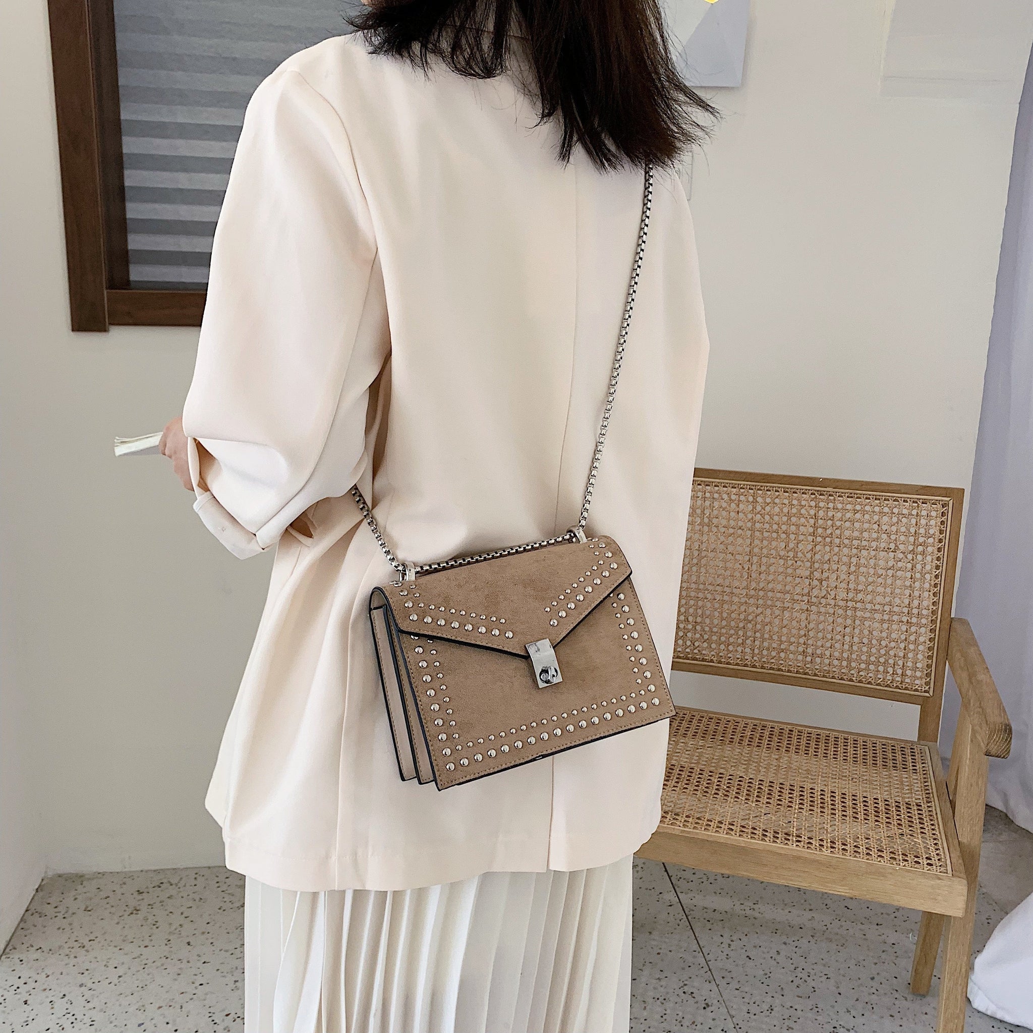 Borsa a tracolla in pelle PU per donna, stile moderno