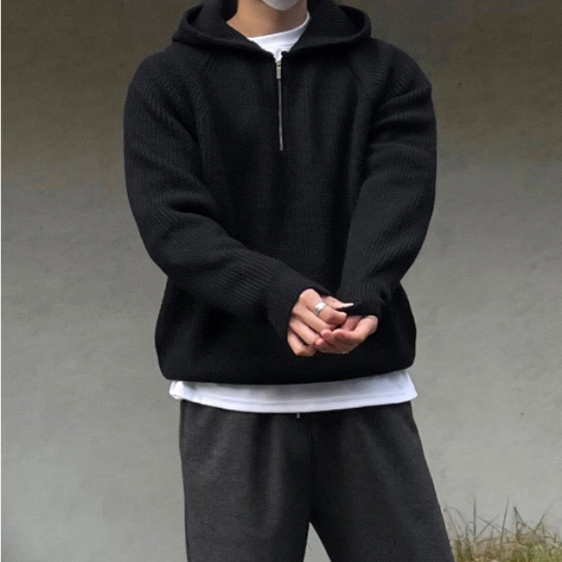 TAEGU Felpa con cappuccio Semi Zip