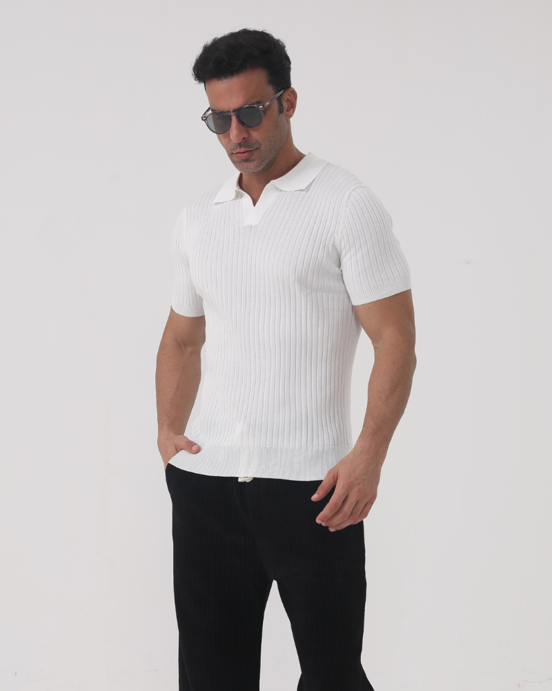 Polo in cotone a costine