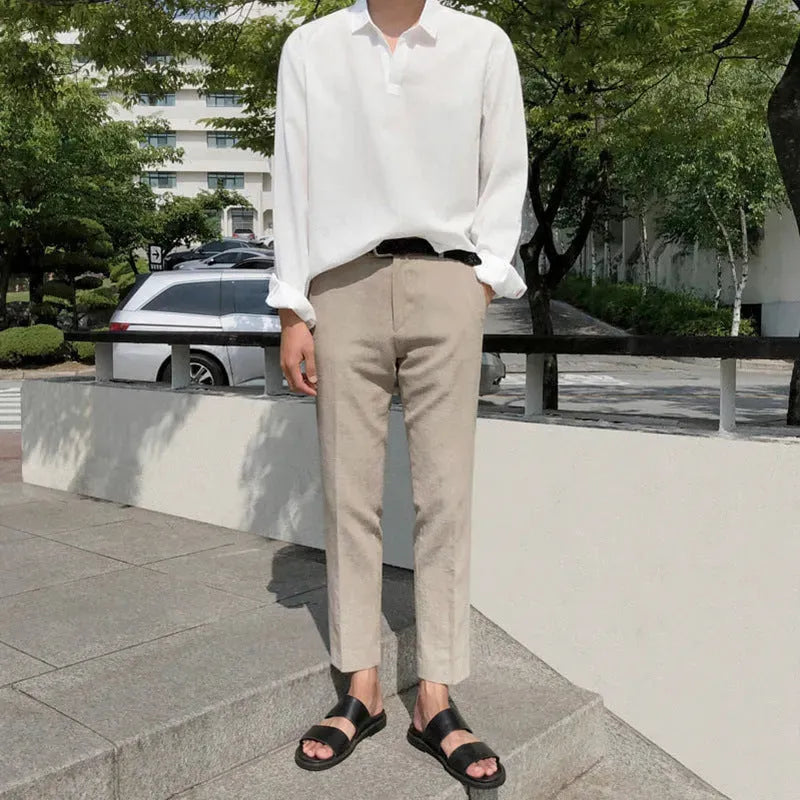 Pantaloni in Lino e Cotone da Uomo