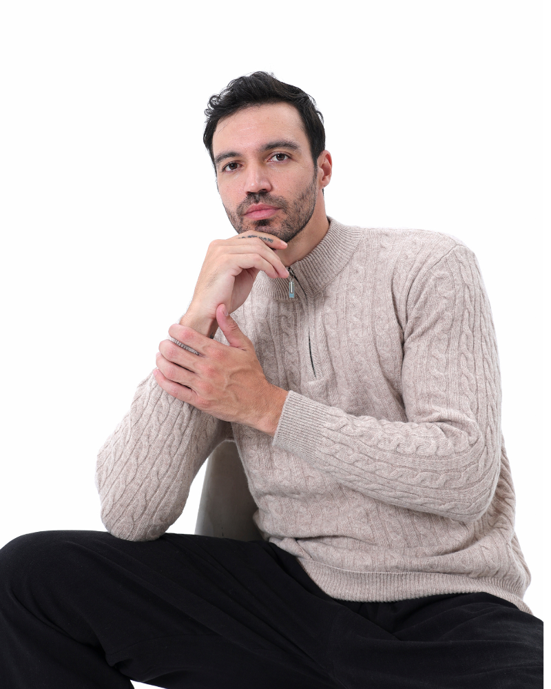 Half Zip in 100% Cashmere