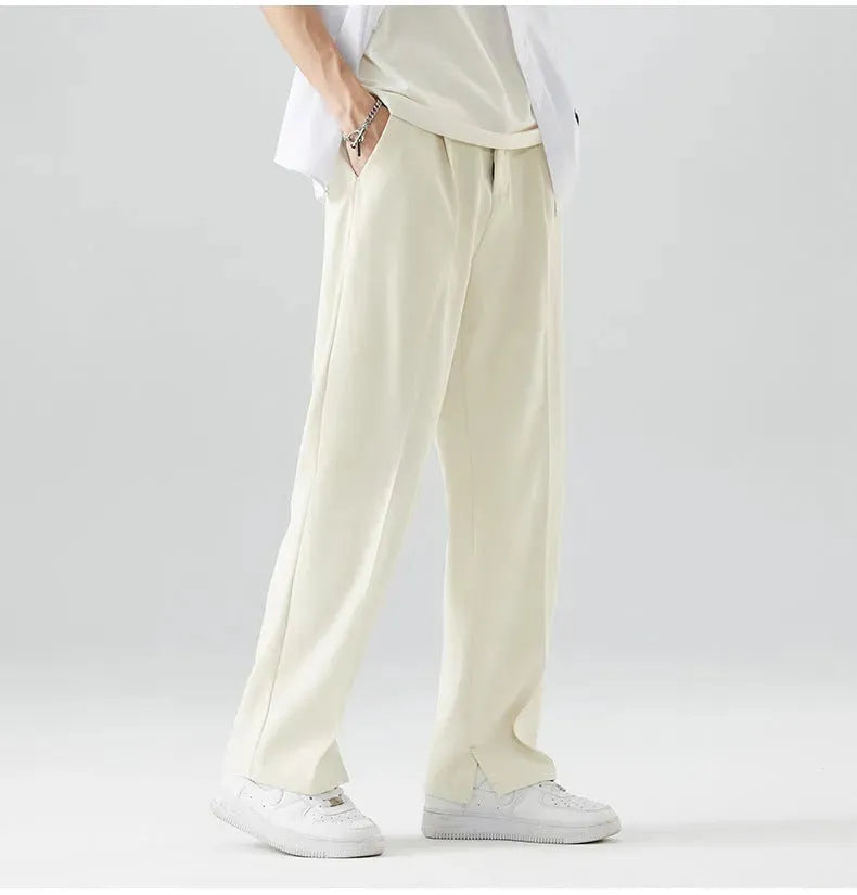 Pantaloni da Uomo in Ghiaccio Seta Freschi Drappeggio Elegante