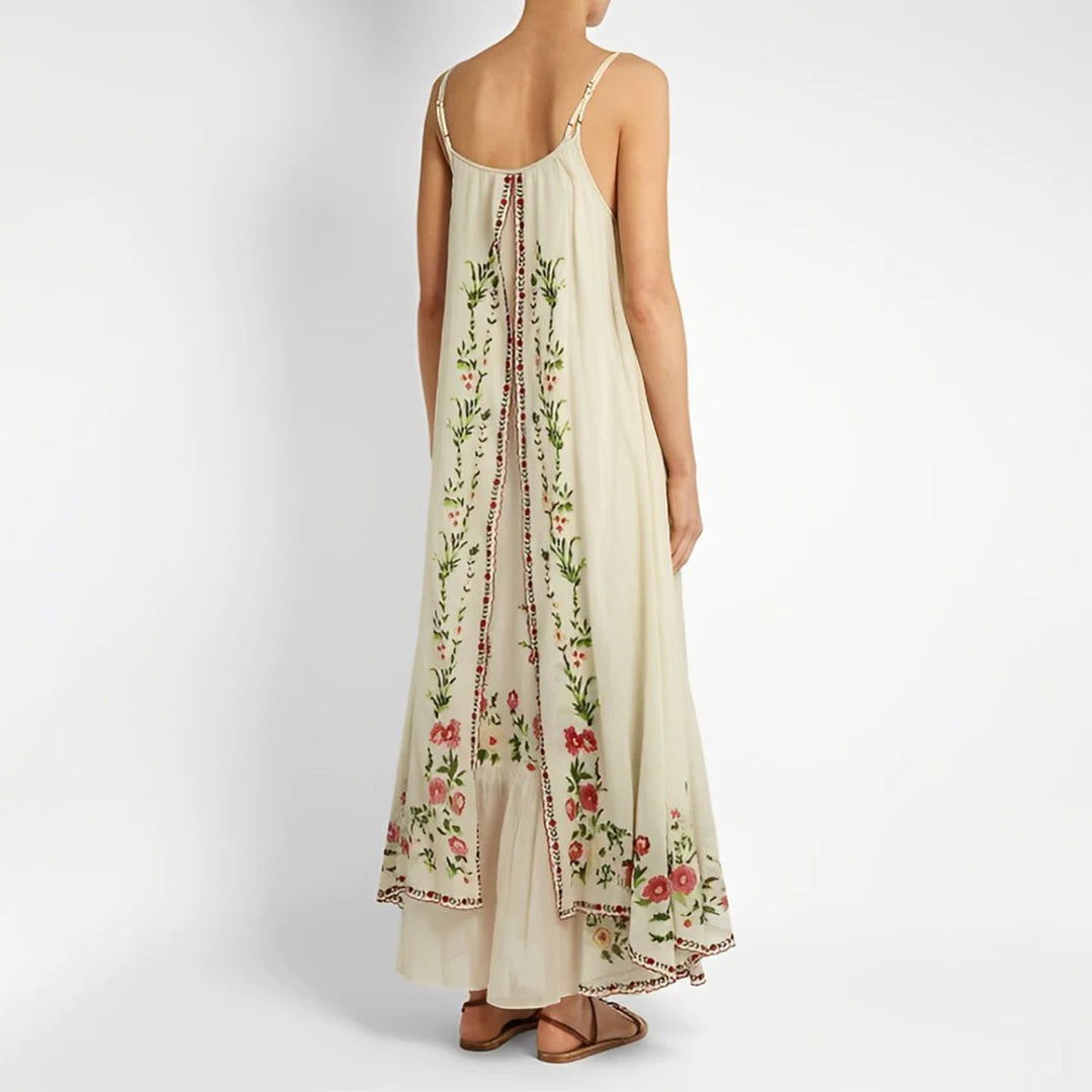 Vestito Maxi a Strati Elegante per Donna, Abito Lungo Senza Maniche