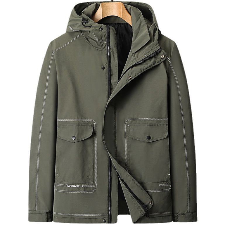 Giacca con cappuccio uomo con tasche a pattina per taglie forti