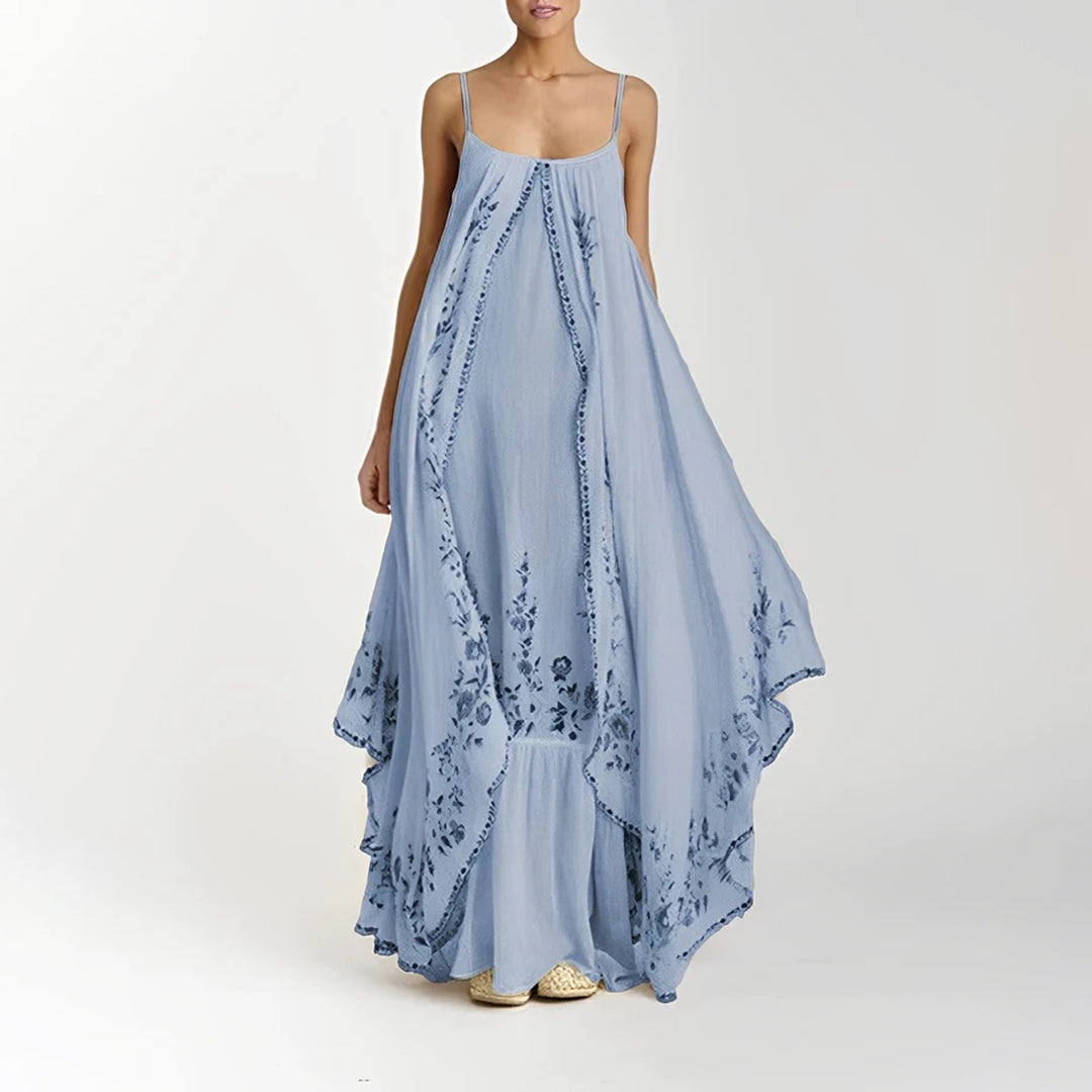 Vestito Maxi a Strati Elegante per Donna, Abito Lungo Senza Maniche