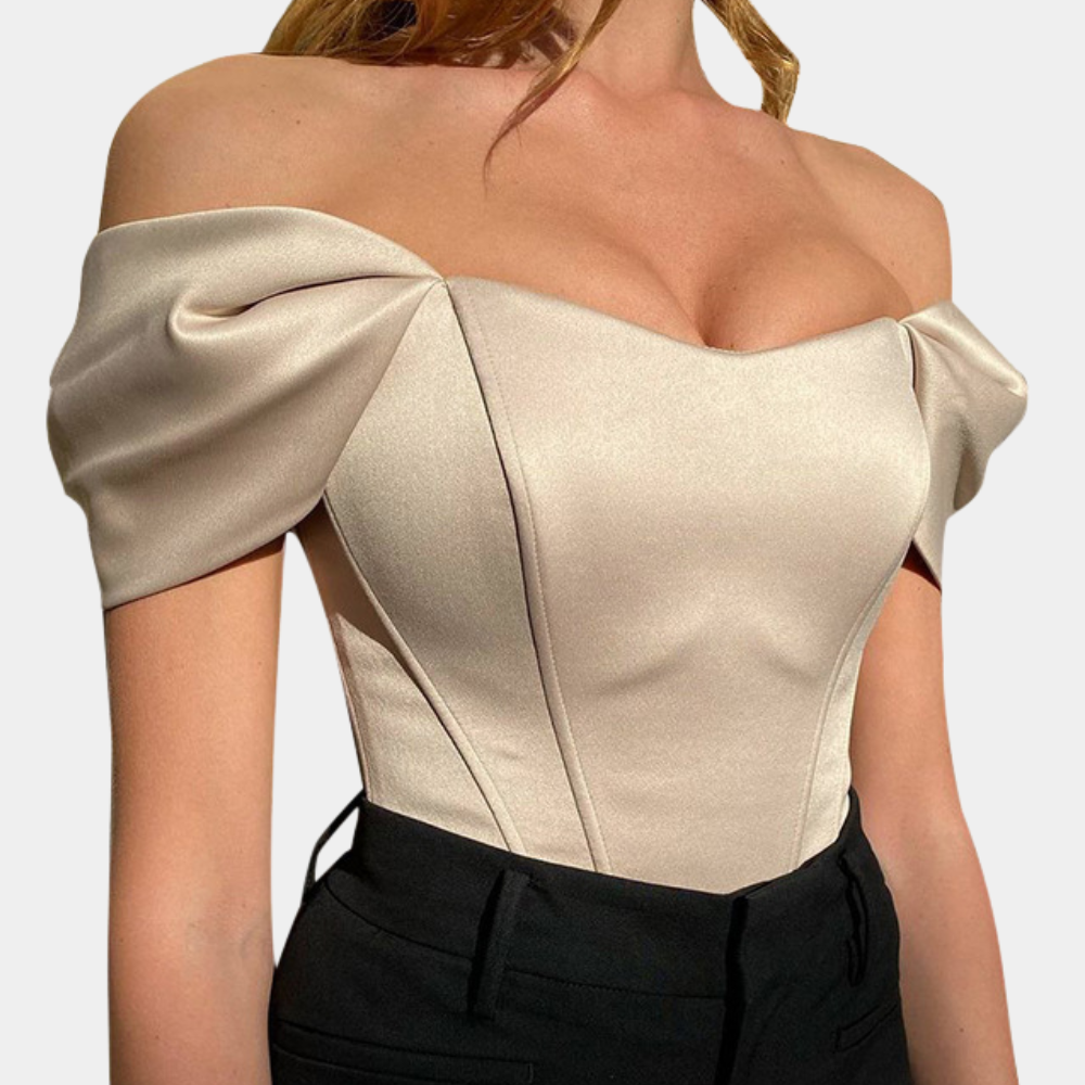Top Scollato in Cotone Misto Donna