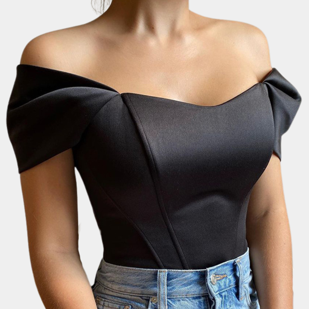 Top Scollato in Cotone Misto Donna