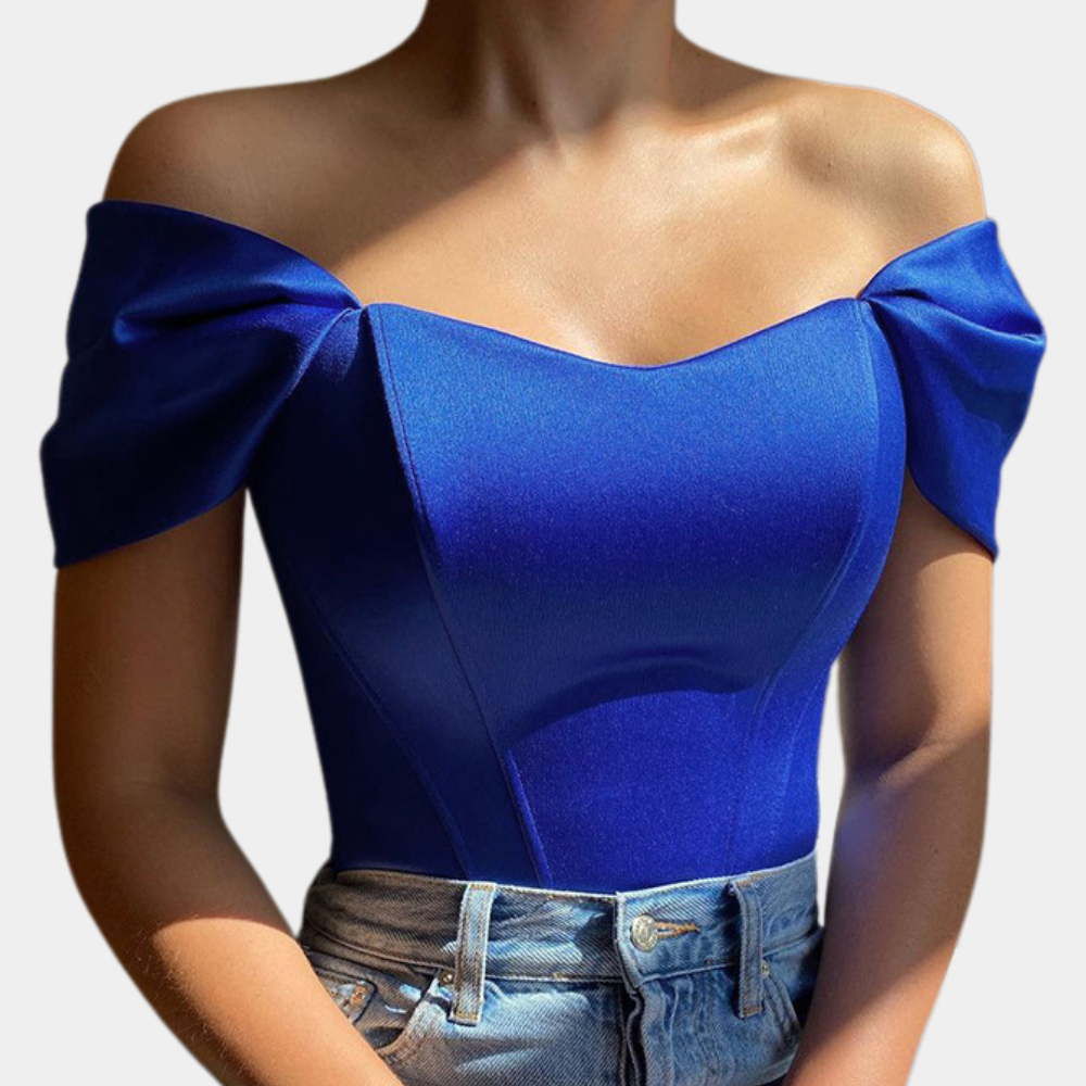 Top Scollato in Cotone Misto Donna