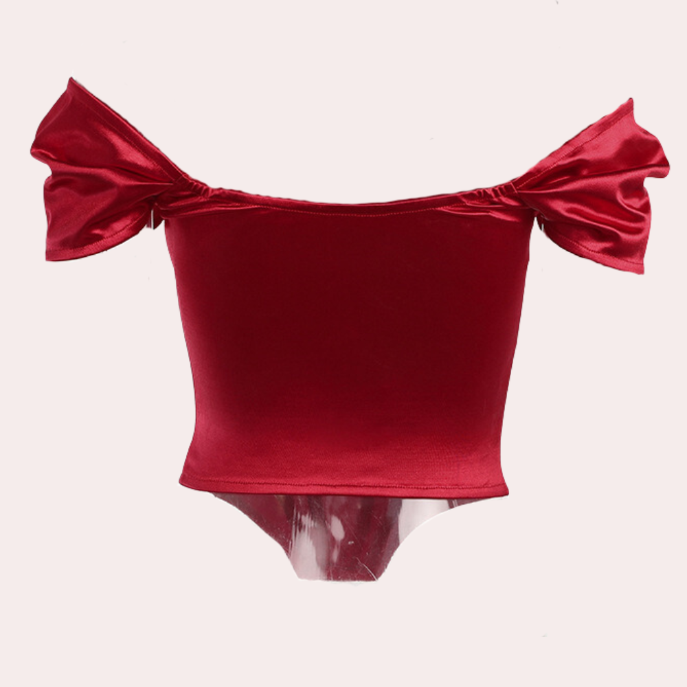 Top Scollato in Cotone Misto Donna