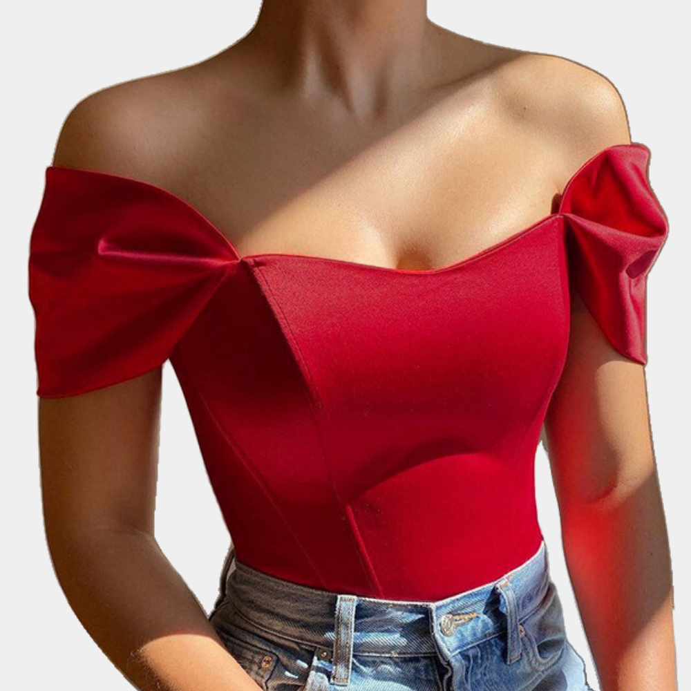 Top Scollato in Cotone Misto Donna