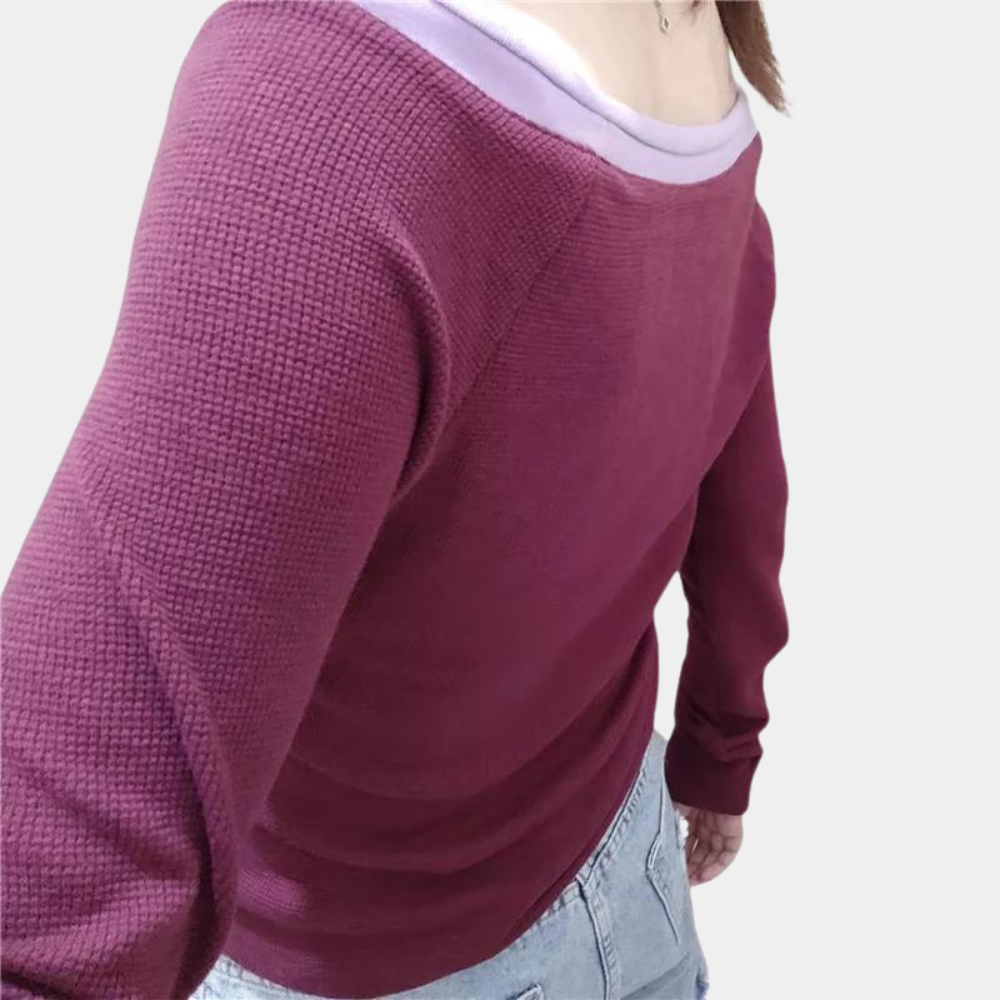 Top a Spalle Scoperte Viola in Poliestere - Elegante Top da Sera