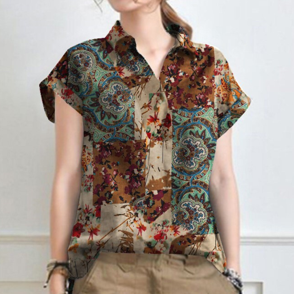 Camicia da donna in cotone leggero floreale