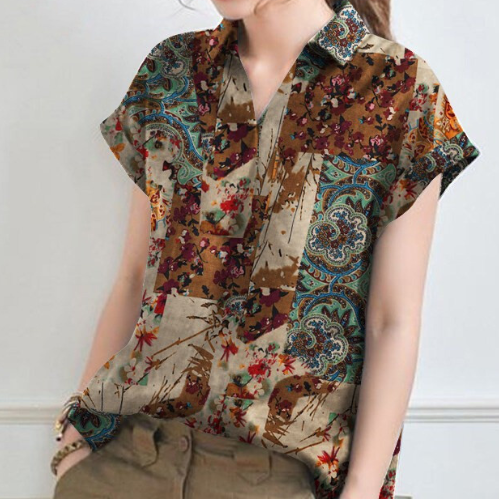 Camicia da donna in cotone leggero floreale