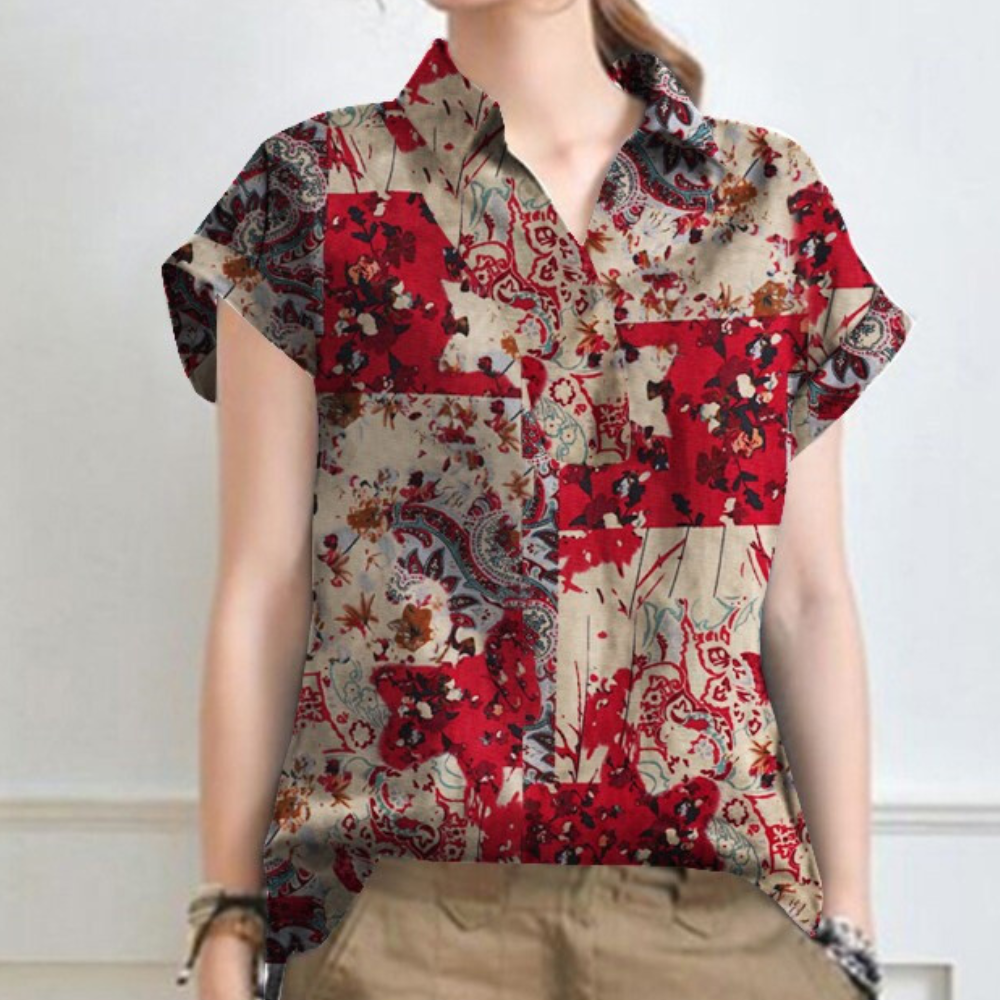 Camicia da donna in cotone leggero floreale