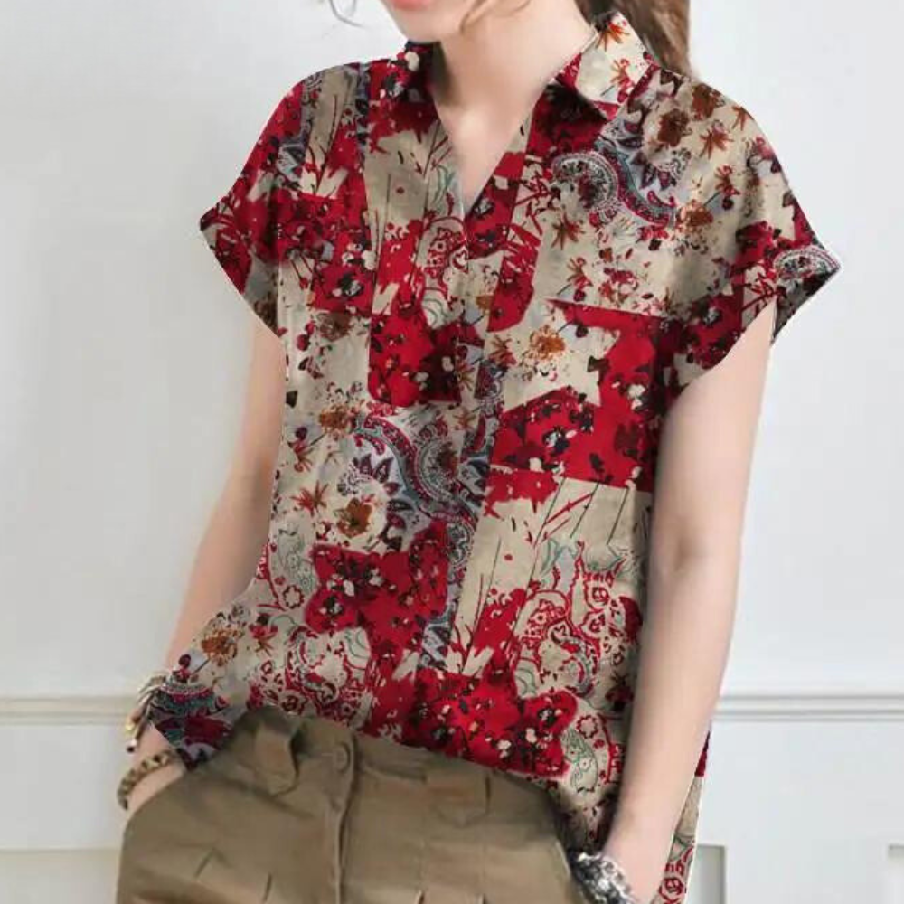 Camicia da donna in cotone leggero floreale