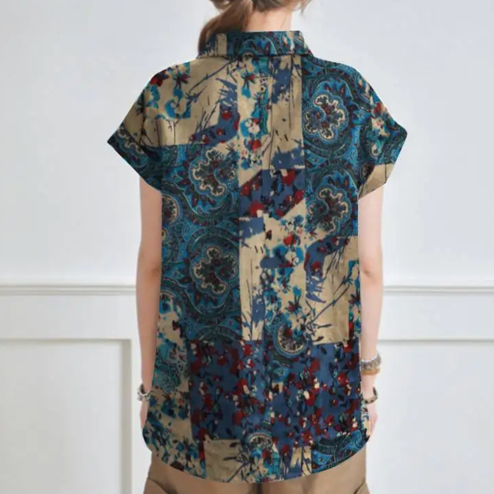 Camicia da donna in cotone leggero floreale