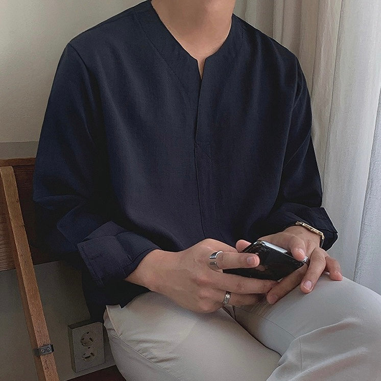 Camicia con colletto alla coreana