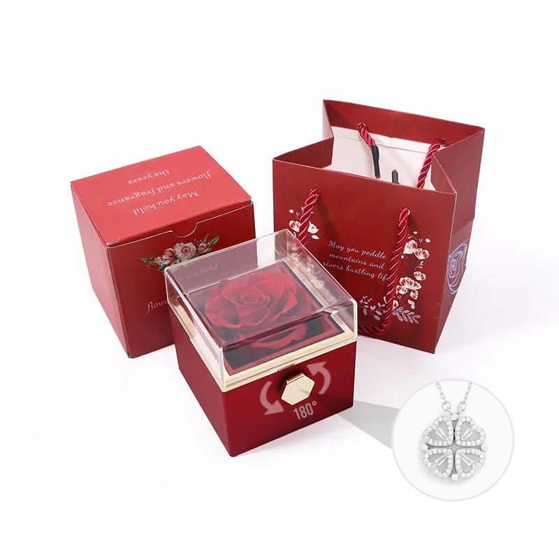 Collana 2 in 1 cuore e quadrifoglio per donna | Porta fortuna e pendente scintillante