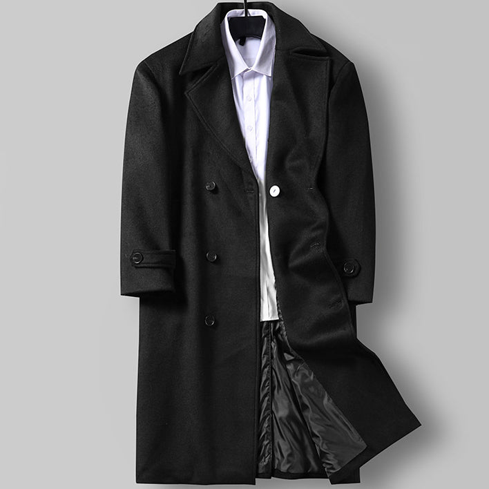 Cappotto Doppiopetto Classico in Misto Lana per Uomo Taglie Forti