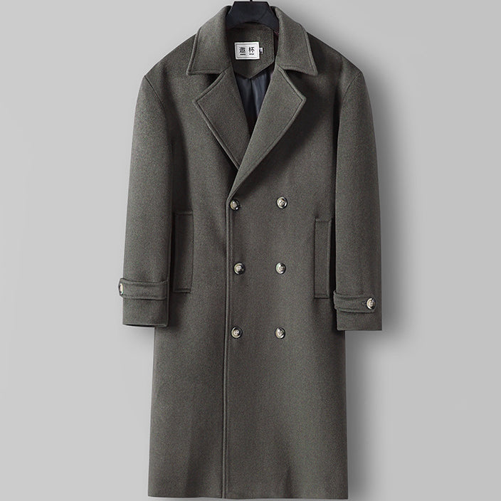 Cappotto Doppiopetto Classico in Misto Lana per Uomo Taglie Forti