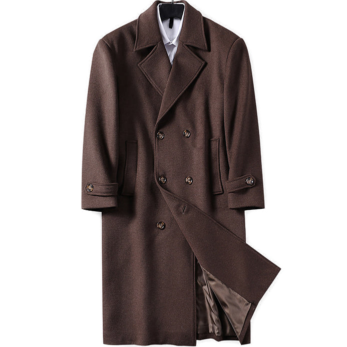 Cappotto Doppiopetto Classico in Misto Lana per Uomo Taglie Forti