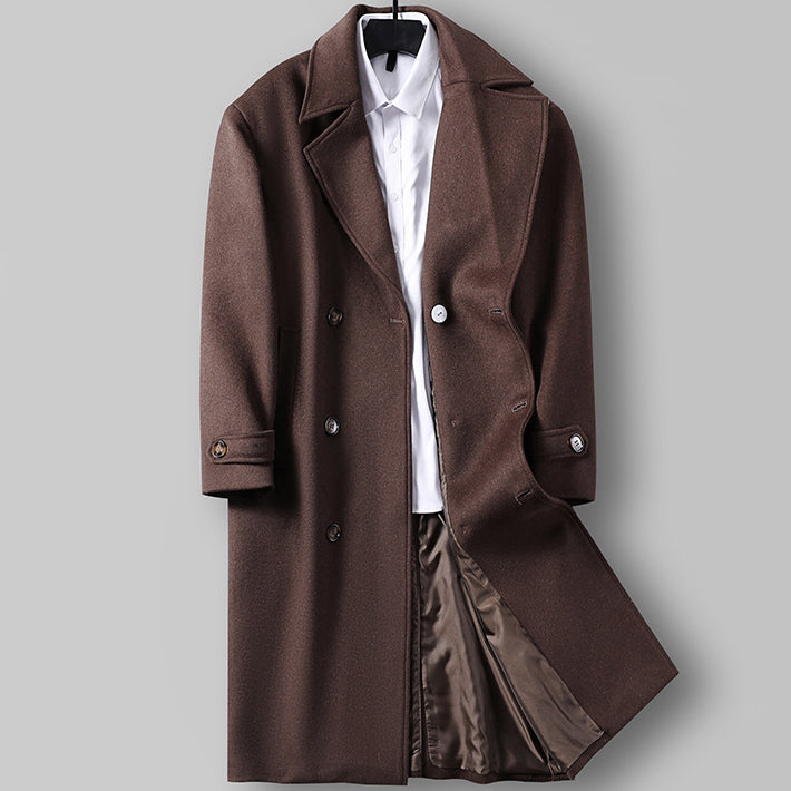 Cappotto Doppiopetto Classico in Misto Lana per Uomo Taglie Forti