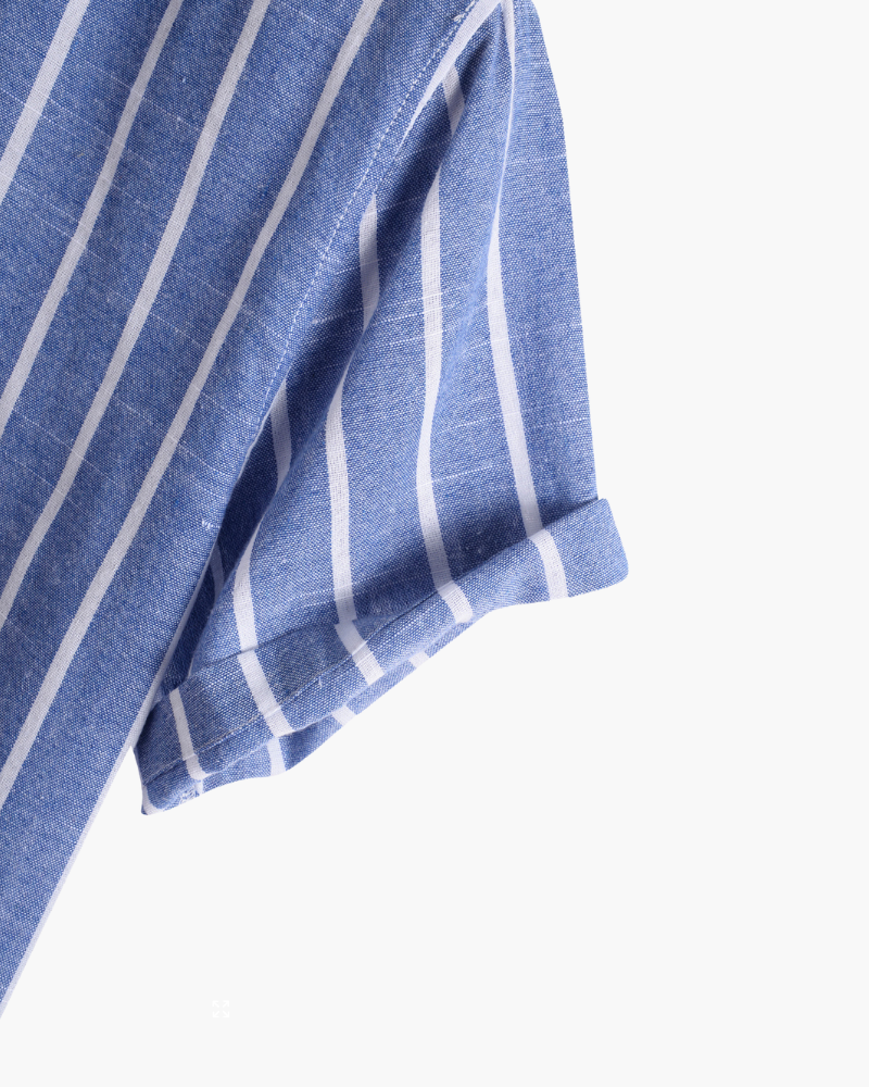Camicia maniche corte a righe blu