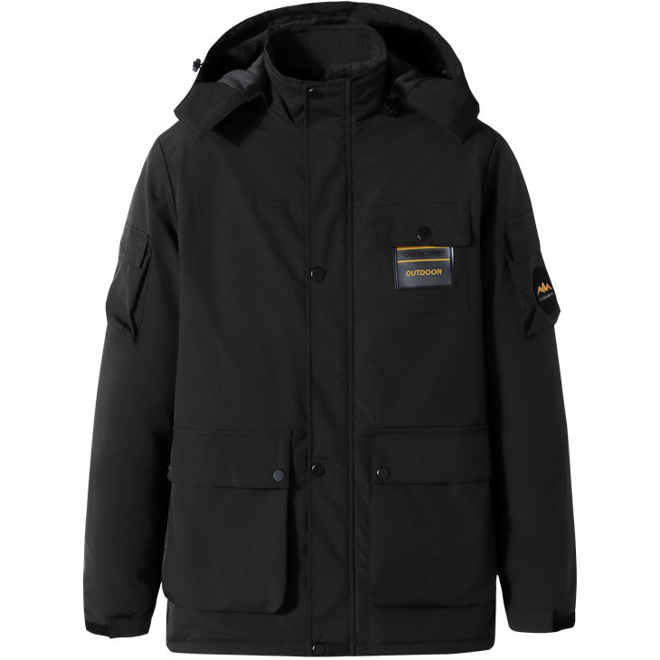 Giacca invernale spessa e pesante oversize uomo con cappuccio staccabile