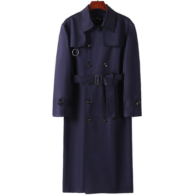 Cappotto trench doppiopetto lungo al ginocchio da uomo oversize