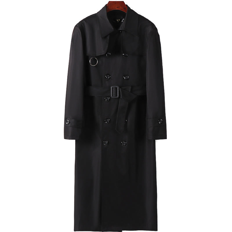 Cappotto trench doppiopetto lungo al ginocchio da uomo oversize
