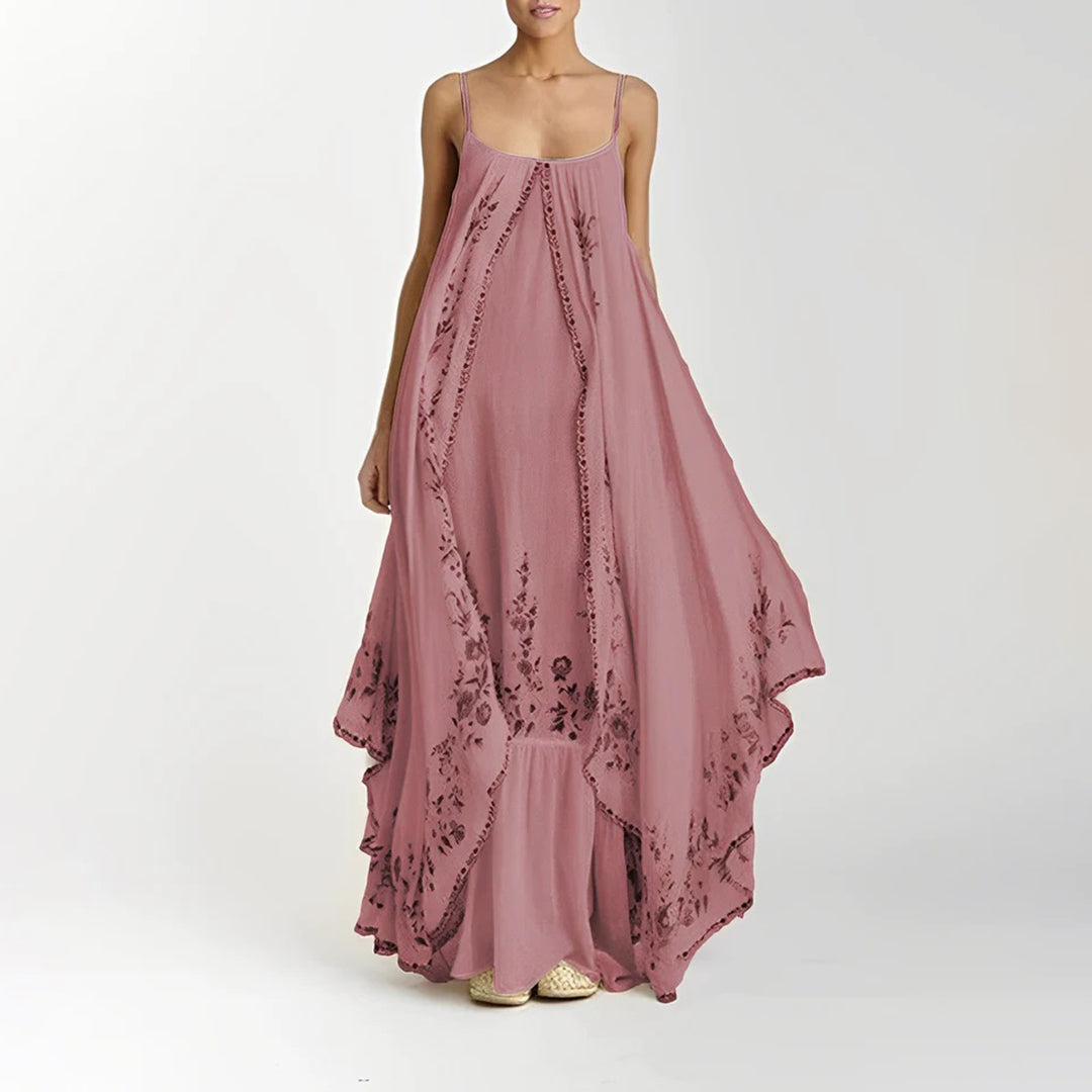Vestito Maxi a Strati Elegante per Donna, Abito Lungo Senza Maniche
