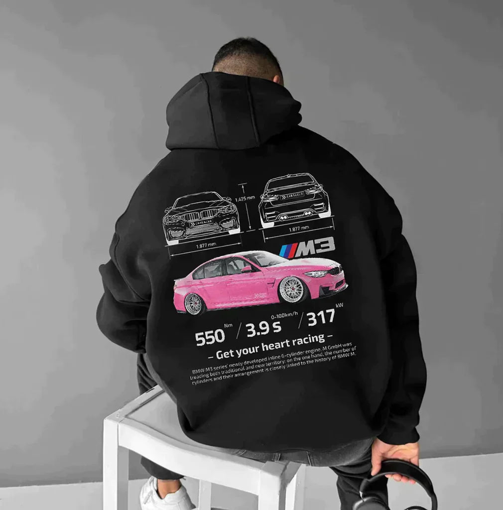 Casimiro – Felpa Oversize con Stampa Auto per Uomo