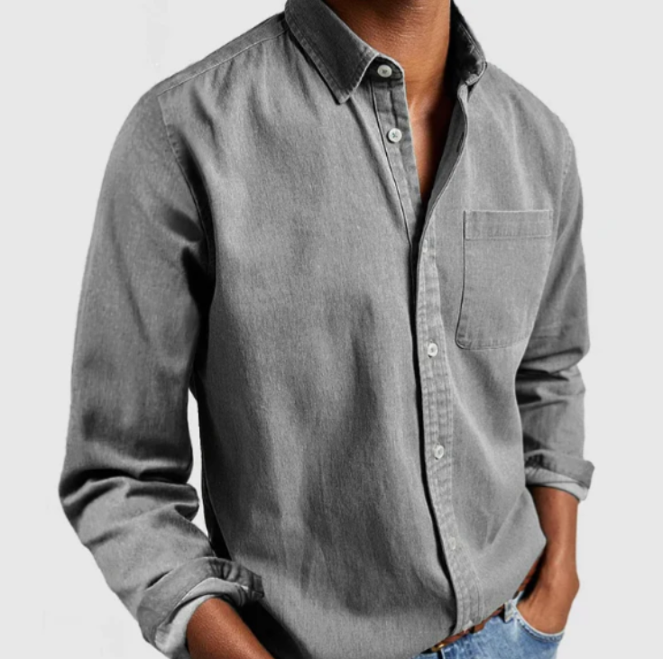 Camicia Elegante a Maniche Lunghe in Cotone da Uomo