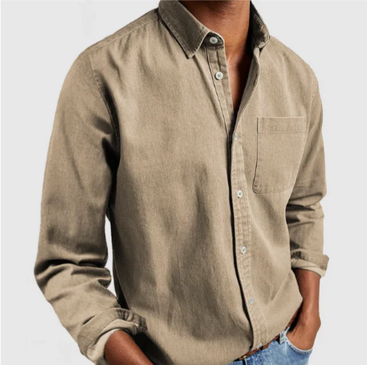 Camicia Elegante a Maniche Lunghe in Cotone da Uomo
