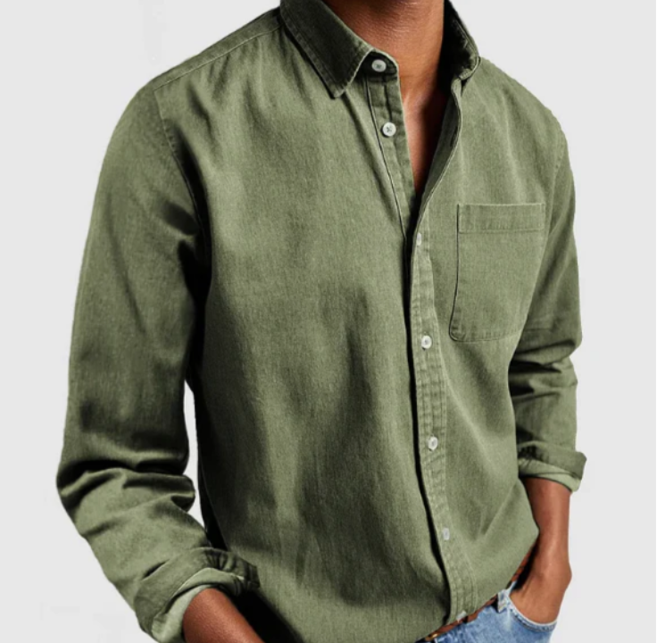Camicia Elegante a Maniche Lunghe in Cotone da Uomo