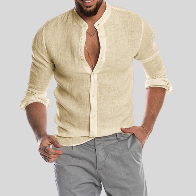 Camicia Lino Leggera Manica Lunga Casual