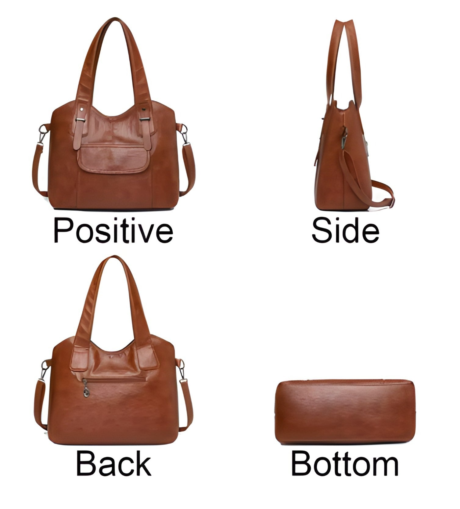 Borsa a Spalla in Pelle Vegana | Tracolla Regolabile con Ampia Tasca Frontale