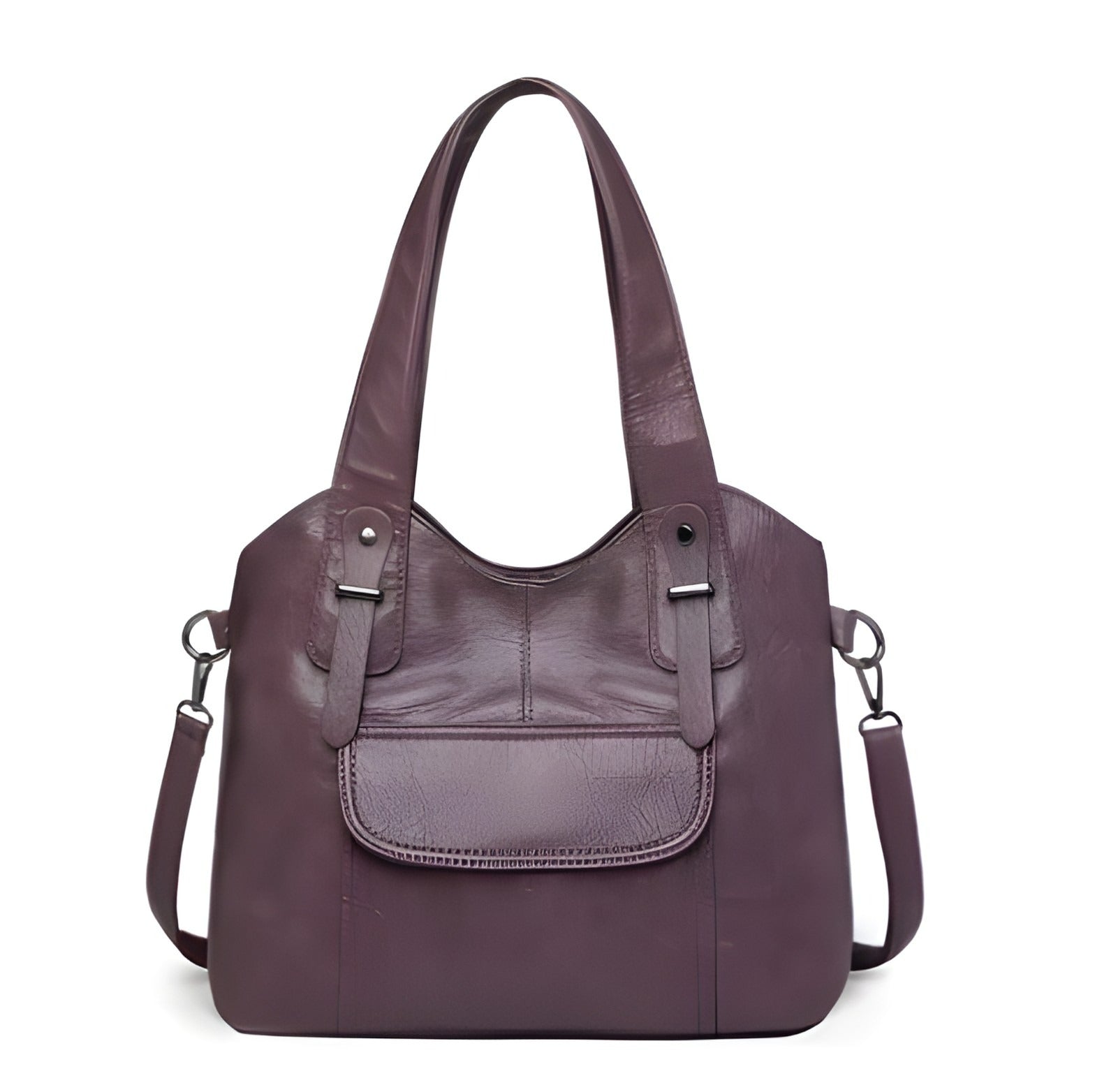 Borsa a Spalla in Pelle Vegana | Tracolla Regolabile con Ampia Tasca Frontale