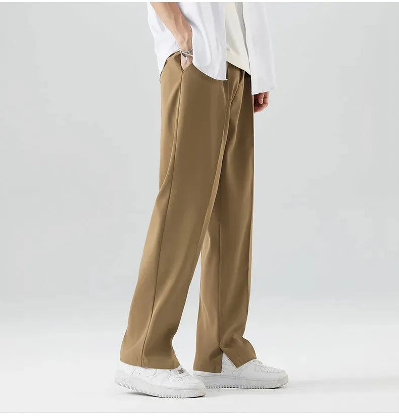 Pantaloni da Uomo in Ghiaccio Seta Freschi Drappeggio Elegante