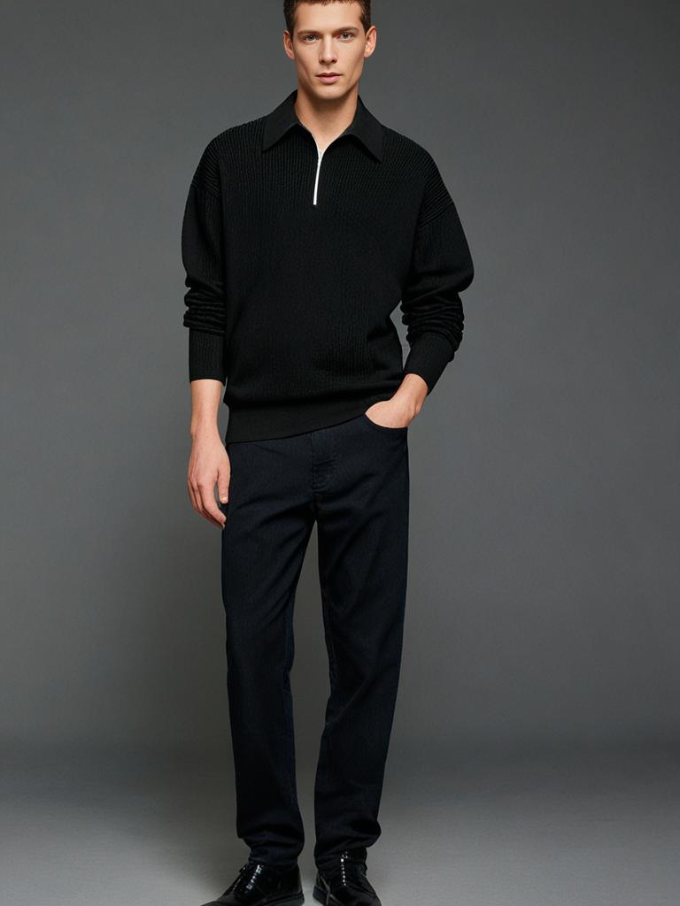 VEIR – Polo in Maglia a Maniche Lunghe con Cerniera