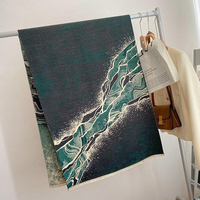 Sciarpa in Jacquard con Motivo Astratto
