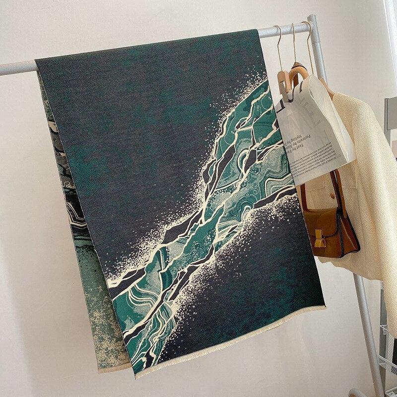 Sciarpa in Jacquard con Motivo Astratto