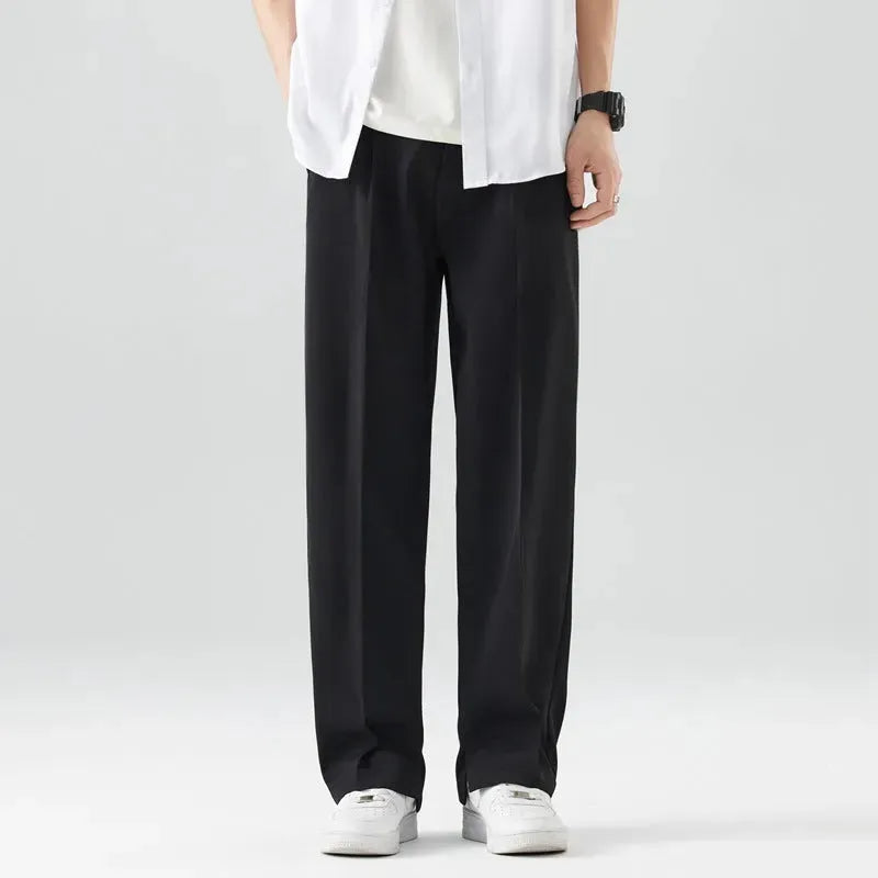 Pantaloni da Uomo in Ghiaccio Seta Freschi Drappeggio Elegante