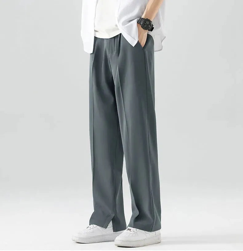 Pantaloni da Uomo in Ghiaccio Seta Freschi Drappeggio Elegante
