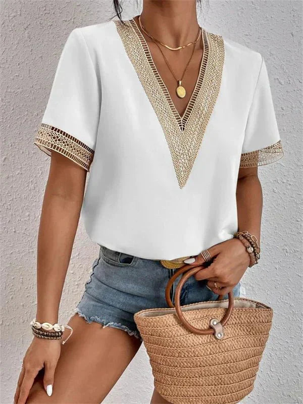 Top da Donna per Uscire in Cotone con Scollo a V