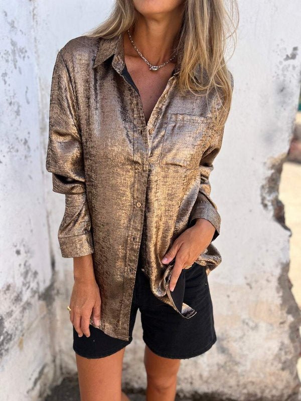 Camicia Metallica in Poliestere Donna
